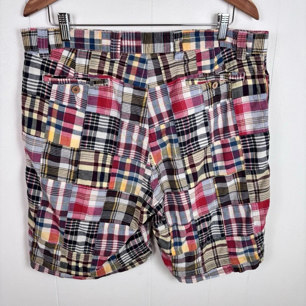 Vintage Snake Eyes Players Colorful Madras Plaid Patchwork Golf Shorts‎ Size 36
